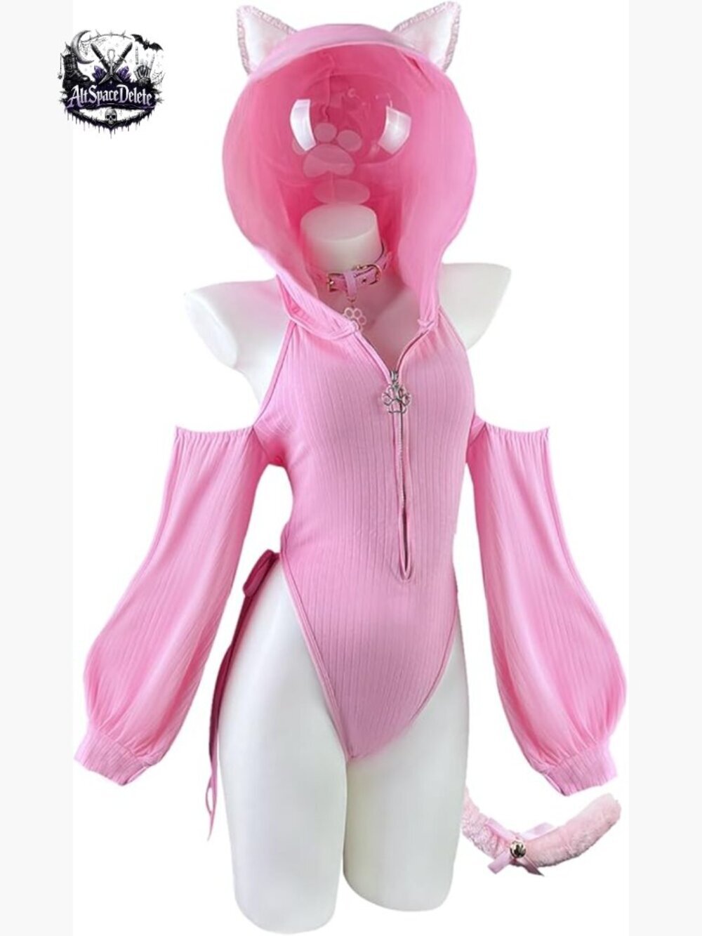 Sexy Cat Maid Cosplay Costume Set with Ears and Tail, Polyester-Spandex Blend
